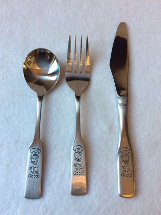 Vintage Campbell Soup Kids Fork Spoon Knife Set Silverware Stainless