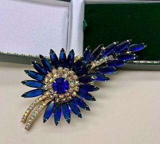 Vintage Jewellery Juliana D&e Sparkling Blue/ab Crystal Brooch/pin