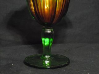 Vintage Northwood Green Carnival Glass SMOOTH RAYS Compote 6