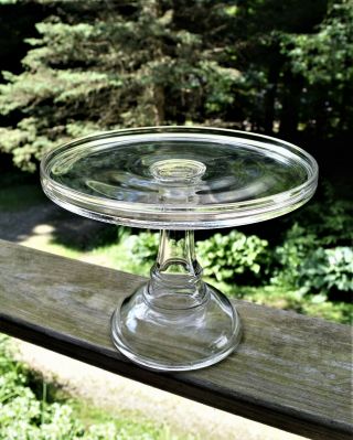 Classic Vintage Eapg Glass 9 1/4 " Wide Round Bakery Shop Pedestal Cake Stand