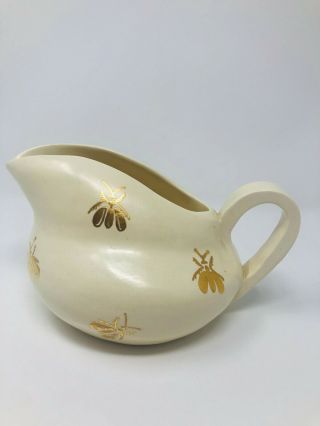 Vintage Mid Century Modern Art Pottery Pitcher Creamer Bugs