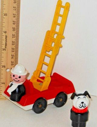 Vintage Fisher Price Little People Fire Truck,  Firemen Firefight & Lucky Dog
