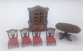 Vintage Playmobil 5300 Mansion Furniture Dining Room Table Buffet 4 Chairs
