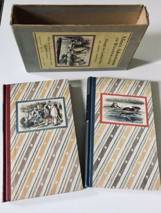 Boxed Set Vintage Alice In Wonderland & Looking Glass By Lewis Carroll - 1946