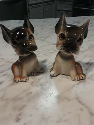 Vintage Dog Salt And Pepper Shakers 4.  5 " X 3 " Cute Unmarked Set