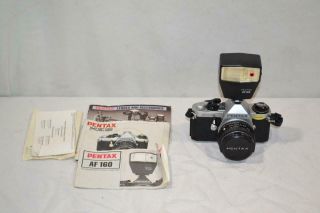 Vintage Pentax Me 35mm Film Camera W Af 160 Flash 50mm Lens