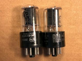 Matched Pair Vintage 1956 Rca 6sn7gtb Tubes Staggered Black Plates Test Nos
