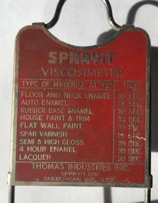 Sprayit Viscosimeter Viscosity Meter Paints Oils Vintage Thomas Industries Tool 2