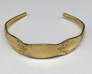 Vintage Gold Plated Spoon Cuff Bracelet Wm A Rogers Oneida Ltd Engraveable