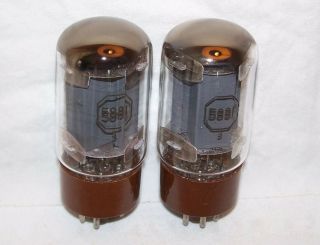 Pr RCA Type 5881 tubes,  Matched tests,  close Date Codes,  6L6,  6L6WGB,  brown base 2