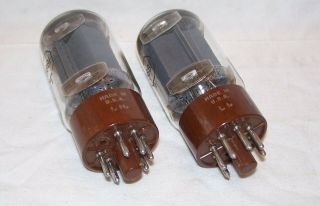Pr RCA Type 5881 tubes,  Matched tests,  close Date Codes,  6L6,  6L6WGB,  brown base 3