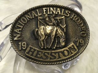 Vtg Hesston Western Belt Buckle National Finals Rodeo Fifth Edition Collectors