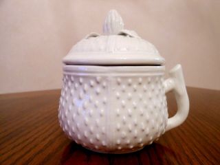 Vintage MOTTAHEDEH Italy Set of 4 White Ceramic Pots de Creme w/Handles & Lids 4