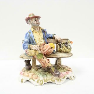 Vintage Italian Porcelain Capodimonte Old Man On Bench Figurine 405