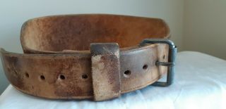 Vtg Altus Weight Lifting Belt Rustic Brown Leather 34 - 42 Large