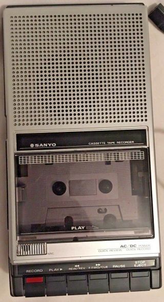 Vintage Sanyo Slim Line Portable Cassette Recorder Slim 4