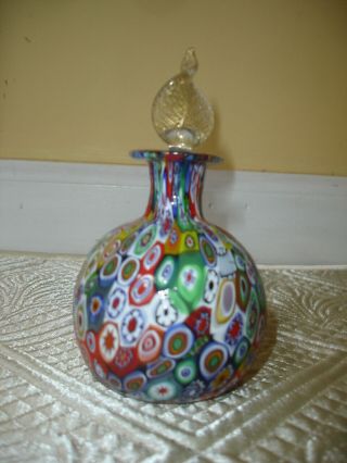Vintage Millefiori Glass Perfume Bottle Murano Italy W/ Label