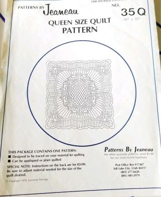 Vintage Antique Wholecloth Quilt Marking Life Size Pattern Queen 82 " X 90 "