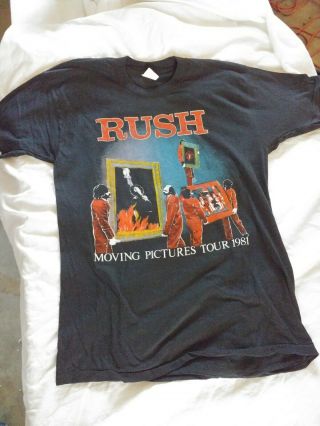 Rush " Moving Pictures " Vintage Tour T - Shirt 1981 Md Made In Usa Tag