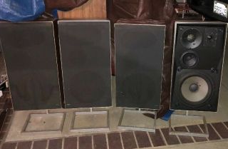 Set Of 4 B&O BANG OLUFSEN BEOVOX S75 TYPE 6313 SPEAKERS WITH Metal STANDS 3
