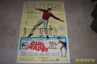 Vintage Original1964 Elvis " Girl Happy " Movie Poster
