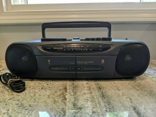 Philco Dual Cassette Am/fm Radio Stereo Boombox 655k Vintage Tested/working