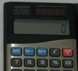 Vintage Aurora HC502A Dual Power Solar Battery Calculator with Cover 3