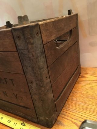 Vtg Cream Craft Antique Wood And Metal Milk Bottle Box Crate Farm House Decor 3