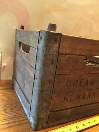 Vtg Cream Craft Antique Wood And Metal Milk Bottle Box Crate Farm House Decor 4