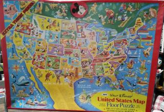 Vintage Jaymar Walt Disney United States Map Floor Puzzle