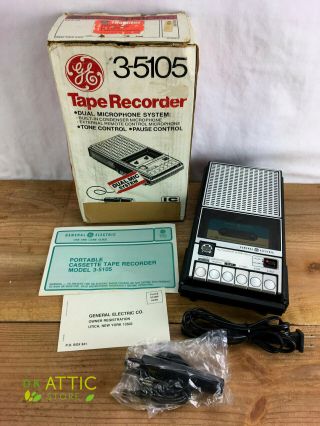 Vintage Ge General Electric 3 - 5105c Cassette Tape Player Recorder Box