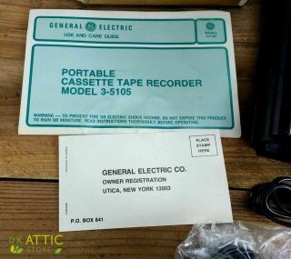 Vintage GE General Electric 3 - 5105C Cassette Tape Player Recorder Box 8