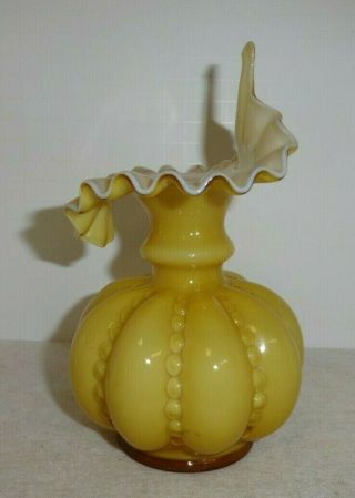 Vintage 1949 Fenton Gold Overlay Beaded Melon Jack in the Pulpit Vase 2