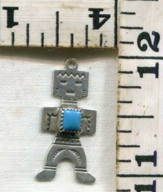 Vintage Sterling Bracelet Charm 90516 Southwestern Man With Turquoise $16.  00