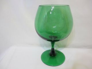 Vintage Italian Glass Empoli Brandy Snifter Pedestal Bowl Vase Green 11 3/4 " T