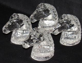 4 Vintage Biedermann Miniature Crystal Horse Candle Holders Figurines
