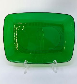 Vintage Anchor Hocking Charm Forest Green Glass Serving Platter Tray