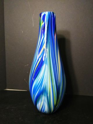 Vintage Large Multicolored Hand Blown Art Glass Vase 16 " High
