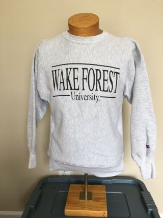 Vintage 80s Reverse Weave Gray Champion Wake Forest Sweatshirt Men’s Sz L