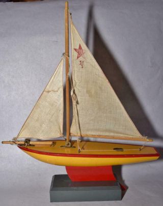 Vtg.  Star Yacht Wood Pond Sy/3 Sailboat - Birkenhead - Made In England - 13 1/2 "