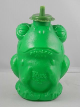Vintage Rax Restaurant Fearless Frog Figural Cup Bottle Plastic Promo Kid Drink