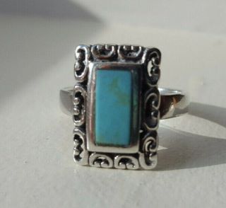 Vintage Sterling Silver 925 Ring,  Large Probably Turquoise Gem Stone