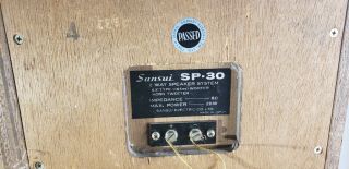 Pair Vintage 1970 Sansui SP - 30 High - Quality 2 - Way Speakers w/Wood Lattice Grills 4