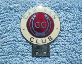Vintage 1960s Caravan Club Of Great Britain Car Badge - Enamel Auto Bumper Emblem