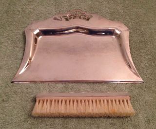 Vintage Saxon Plate E.  P.  Copper Small Dustpan Brush Silver Cleaning Household