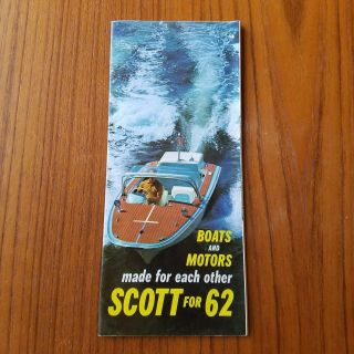 1962 Scott Boat And Motor Sales Brochure Pamphlet Vintage Fold - Out