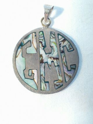 Vintage Sterling Silver And Abalone Pendant