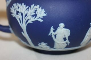 Vintage White on Dark Blue Jasperware Wedgwood Teapot,  England, 4