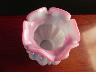 Vintage Fenton Vase Pink Blue White Swirl 5 