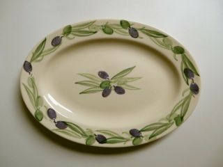 Vtg Emma Bridgewater Olives Oval Serving Platter Hand Decorated Spongeware C1999
